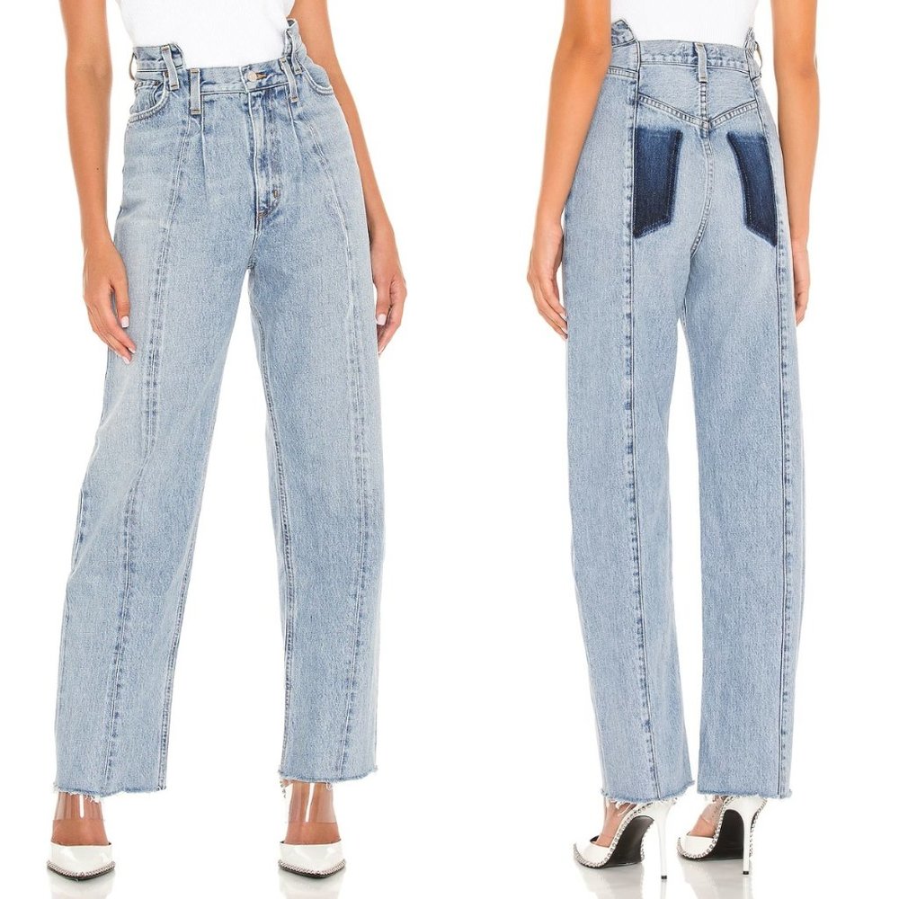 AGOLDE Women's Size 24 Pieced Angled Straight Leg Denim Jeans High Rise Matrix - Picture 3 of 14